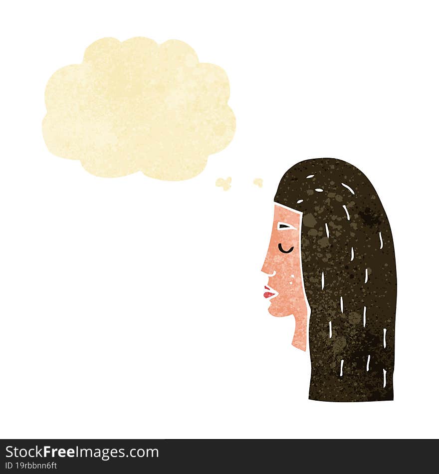 Cartoon Female Face Profile With Thought Bubble