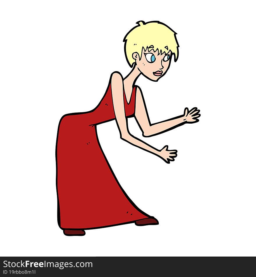 Cartoon Woman In Dress Gesturing