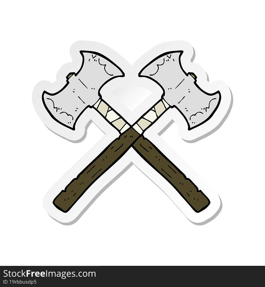 sticker of a cartoon crossed axes