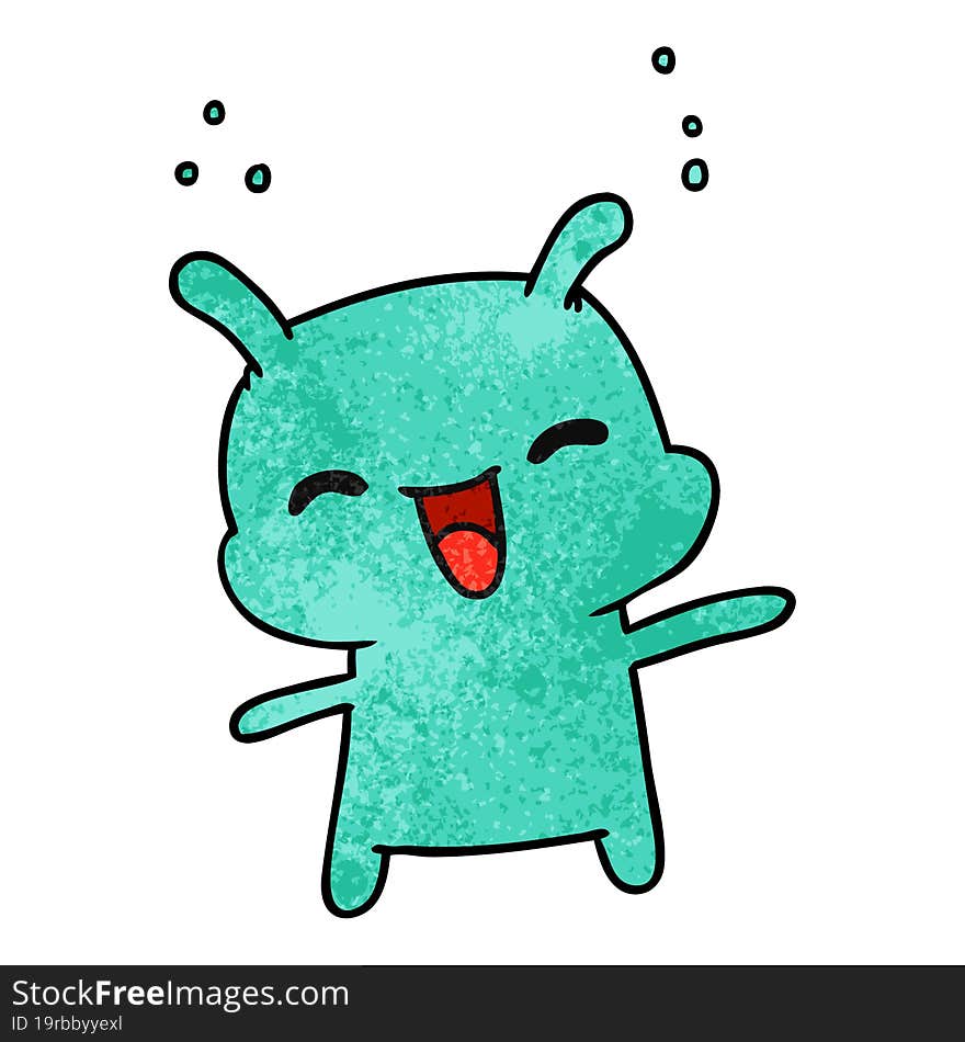 textured cartoon kawaii cute happy alien