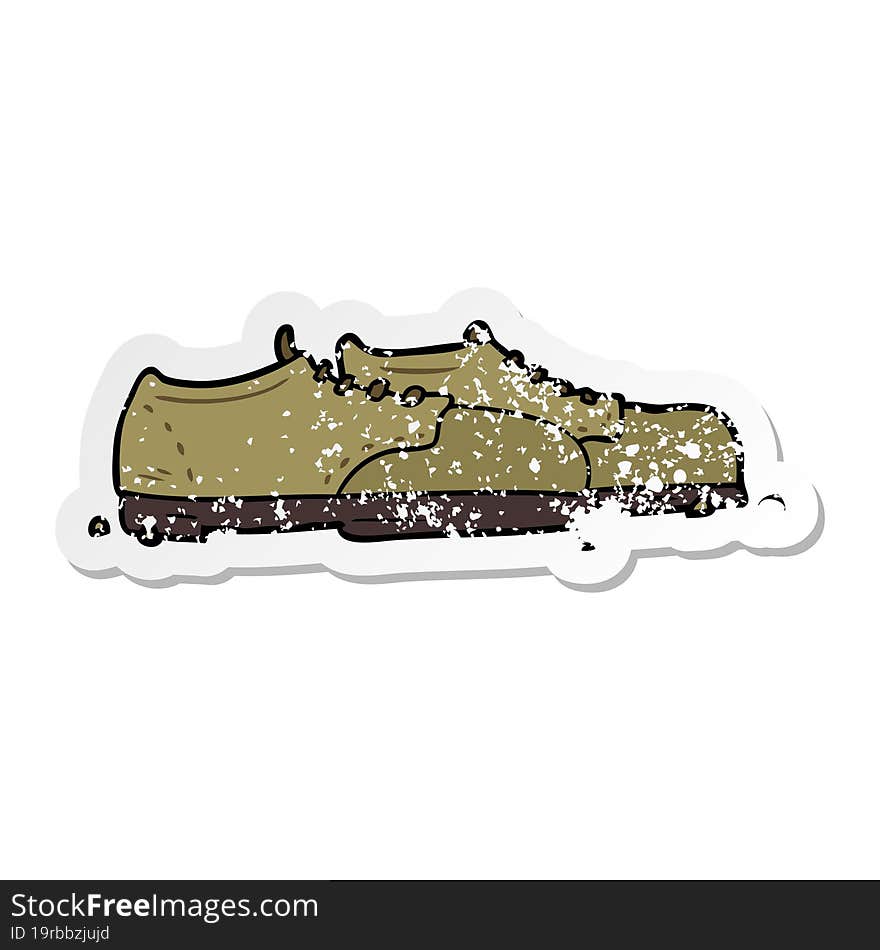 distressed sticker of a cartoon shoes