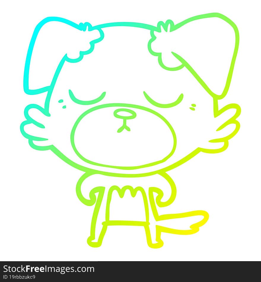 Cold Gradient Line Drawing Cute Cartoon Dog