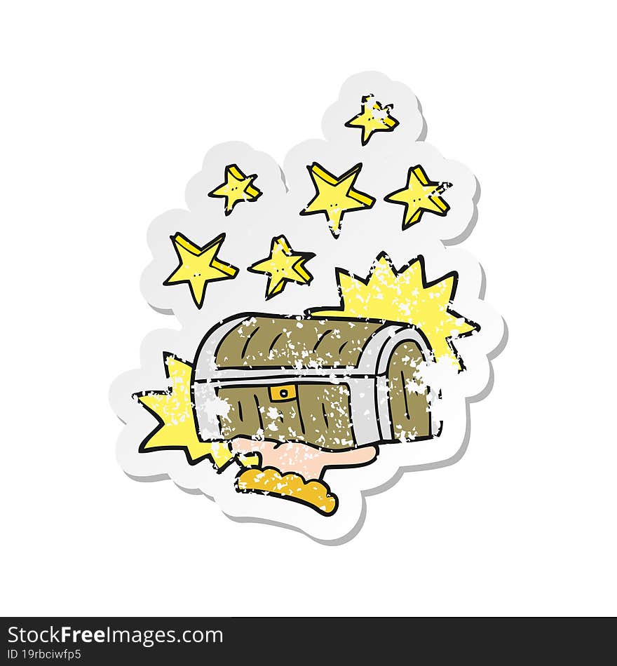 retro distressed sticker of a cartoon treasure chest