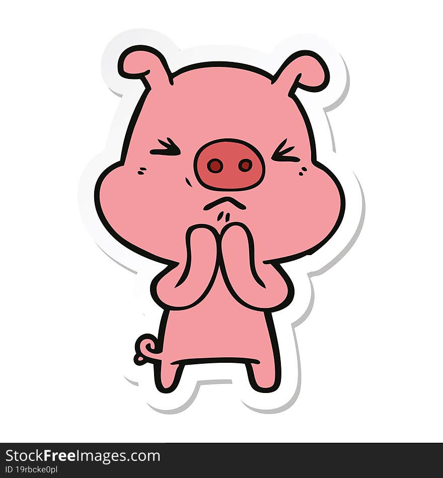 sticker of a cartoon grumpy pig