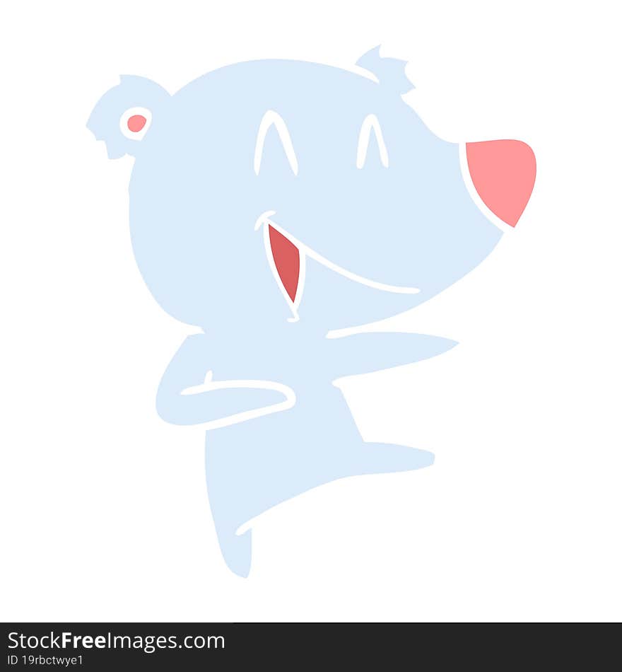 laughing bear flat color style cartoon