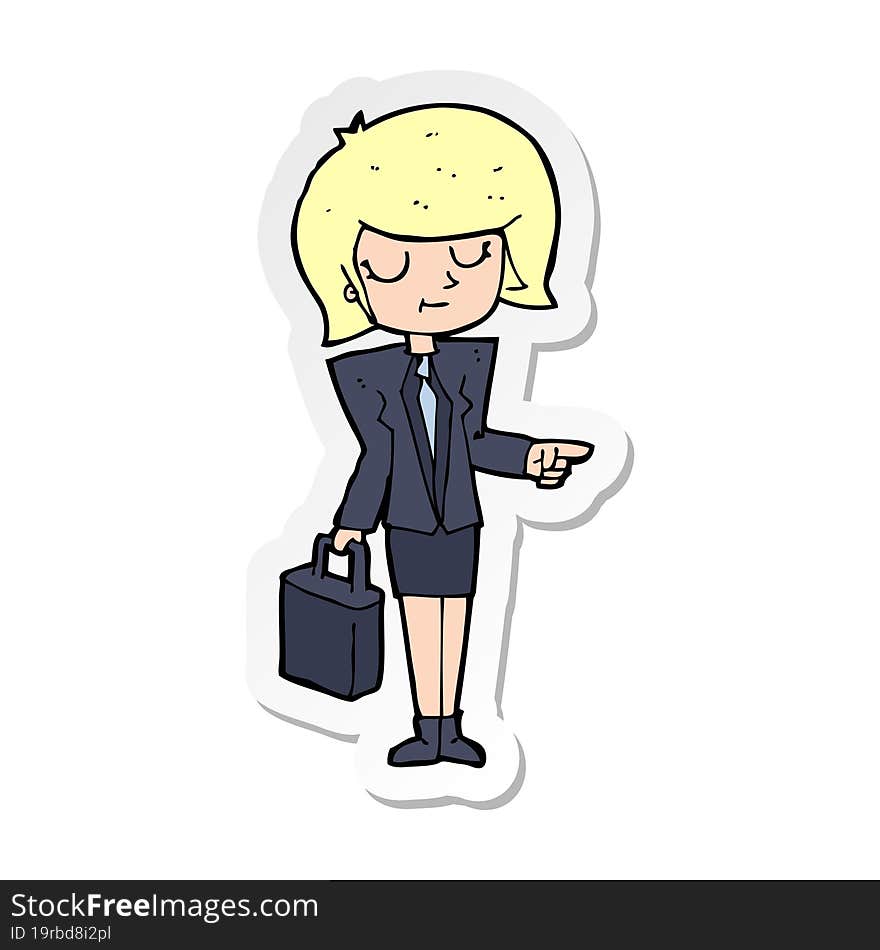 sticker of a cartoon businesswoman pointing