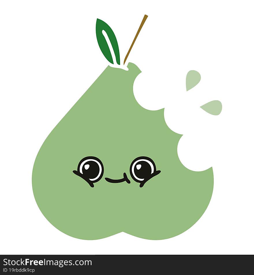 flat color retro cartoon of a pear