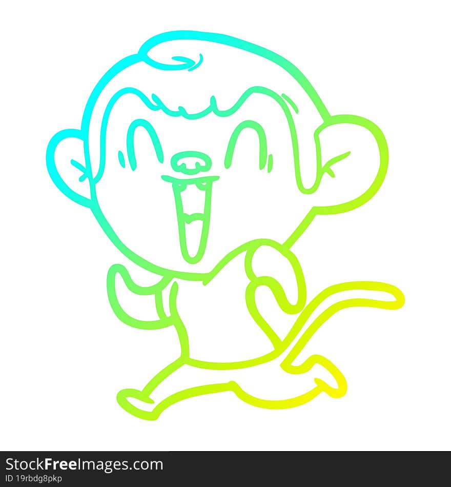 cold gradient line drawing cartoon laughing monkey