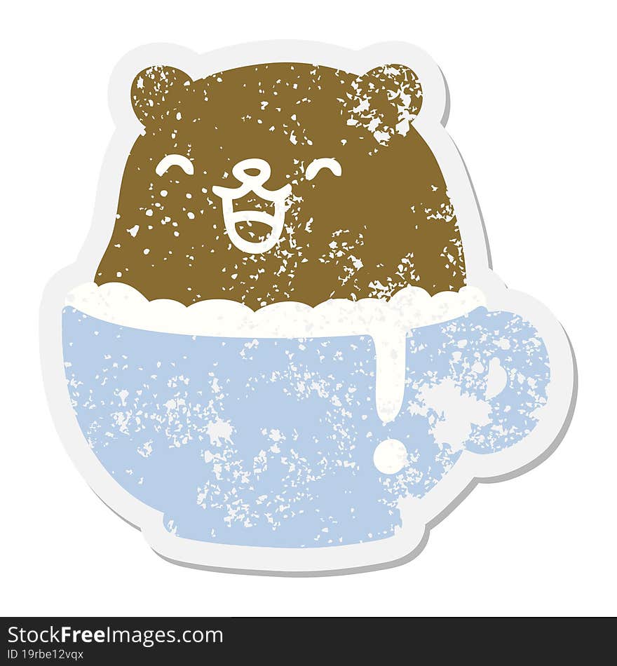 little bear in cup grunge sticker