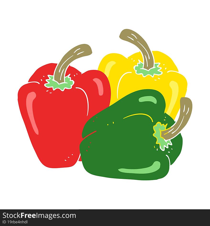 flat color illustration of a cartoon peppers