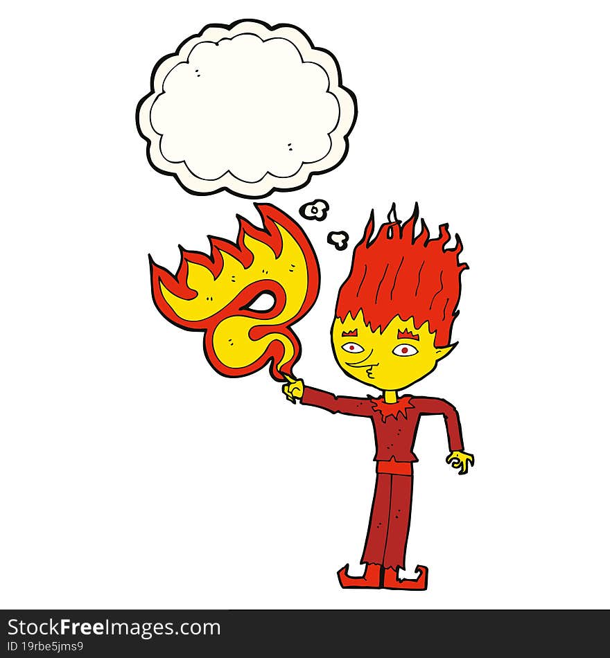 Fire Spirit Cartoon With Thought Bubble