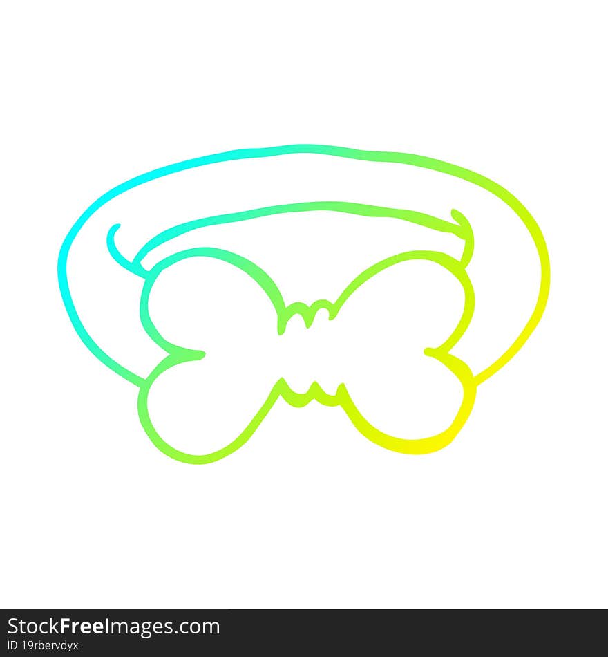 cold gradient line drawing of a cartoon black bow tie