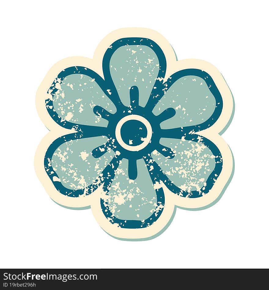 distressed sticker tattoo style icon of a flower