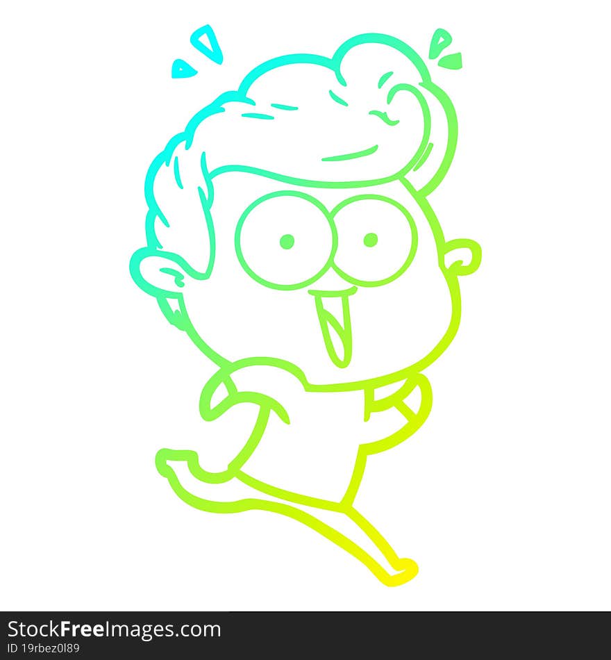 cold gradient line drawing cartoon excited man