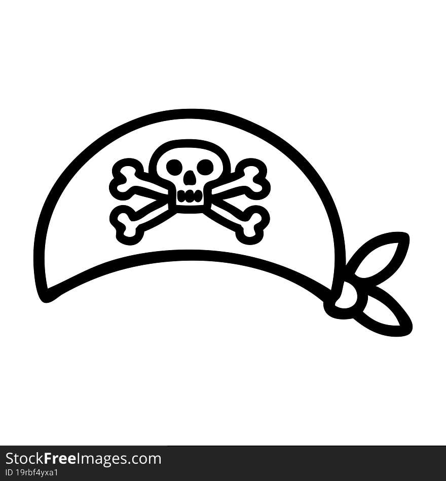 black line tattoo of a pirate head scarf