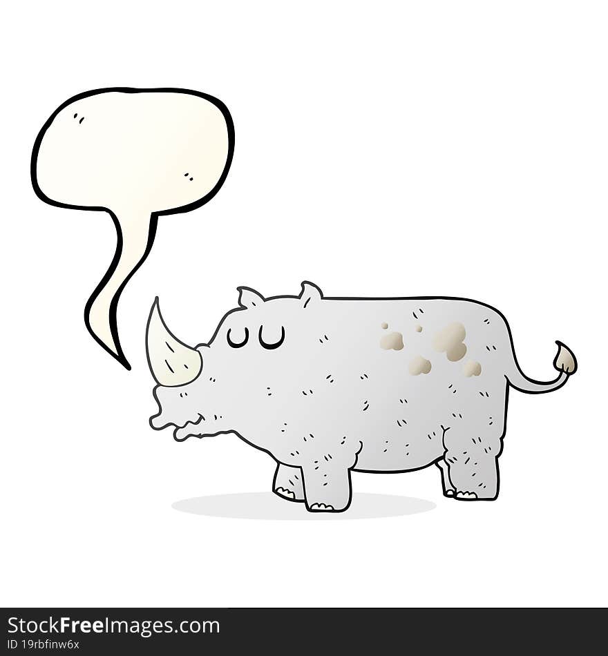 freehand drawn speech bubble cartoon rhino