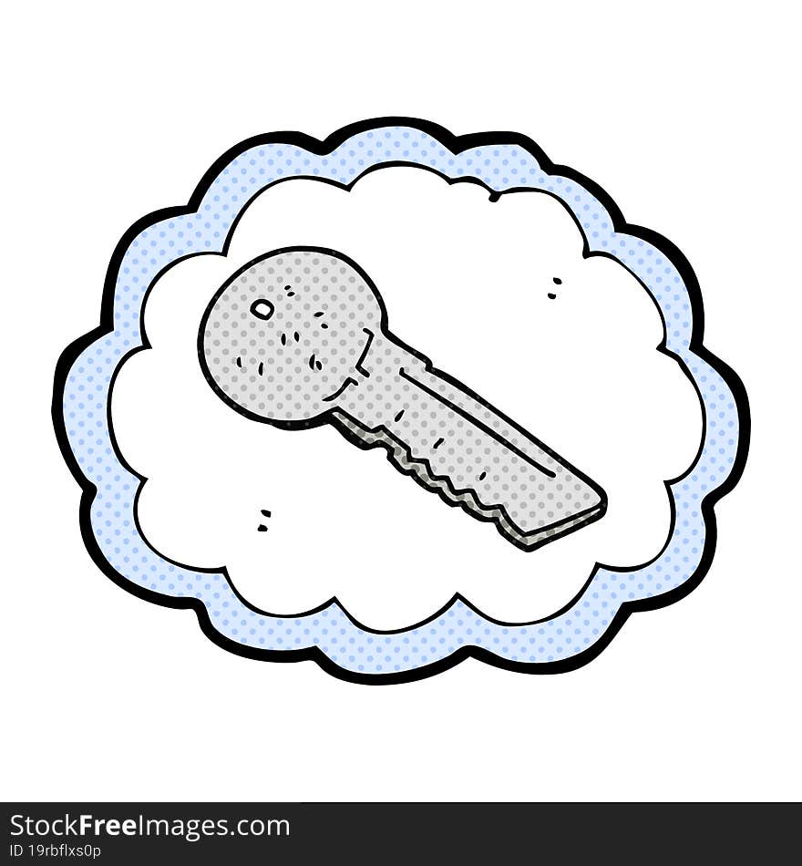 comic book style cartoon door key