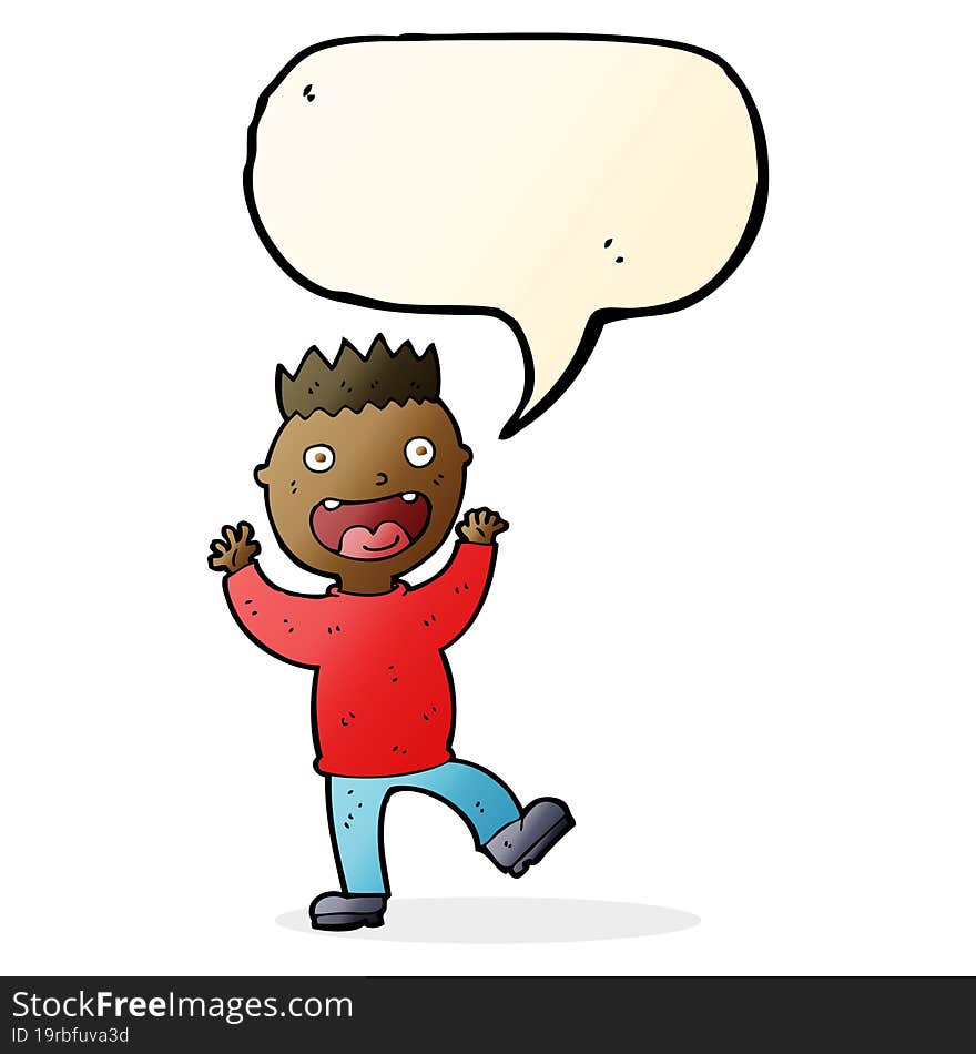 cartoon crazy happy man with speech bubble