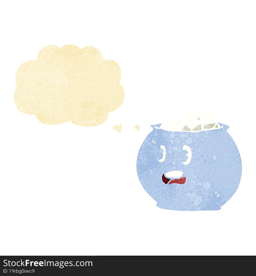 cartoon bowl of sugar with thought bubble