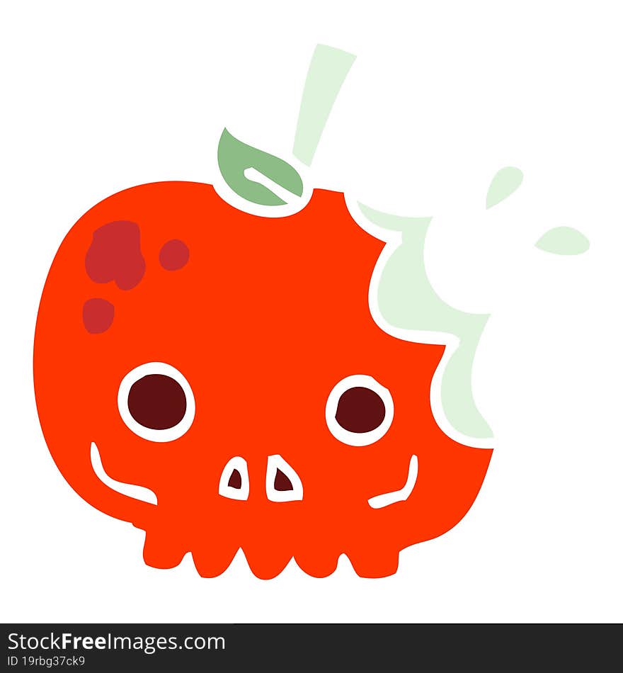 flat color illustration cartoon red poison apple