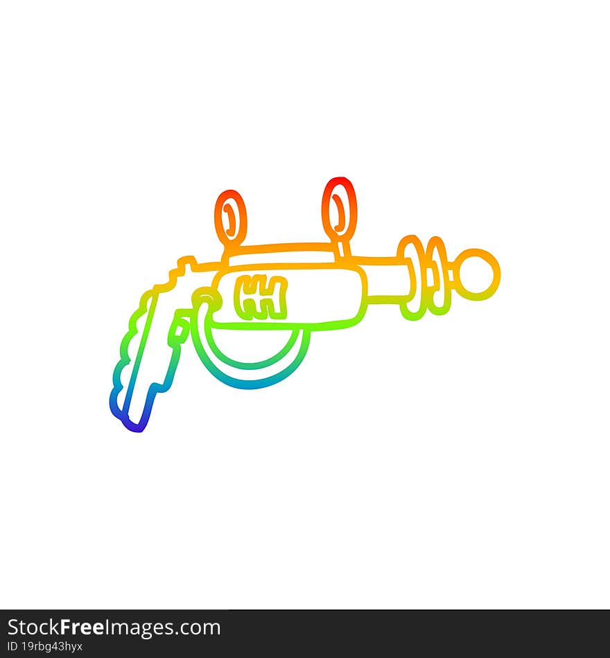 rainbow gradient line drawing cartoon ray gun