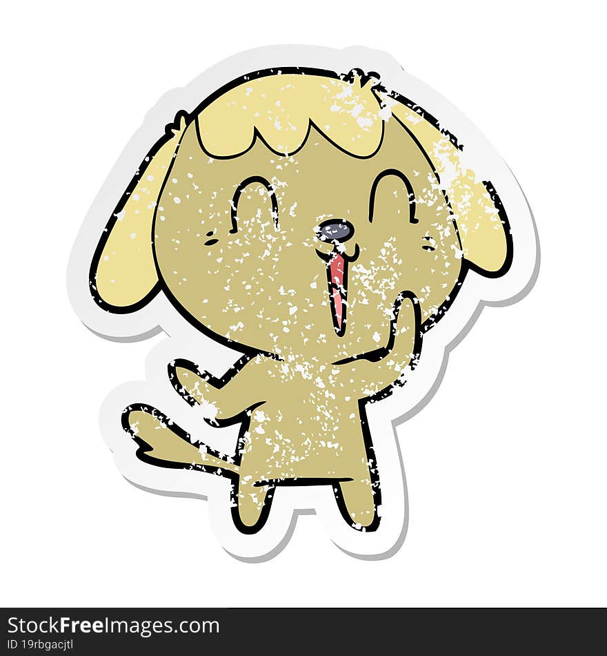 distressed sticker of a cute cartoon dog