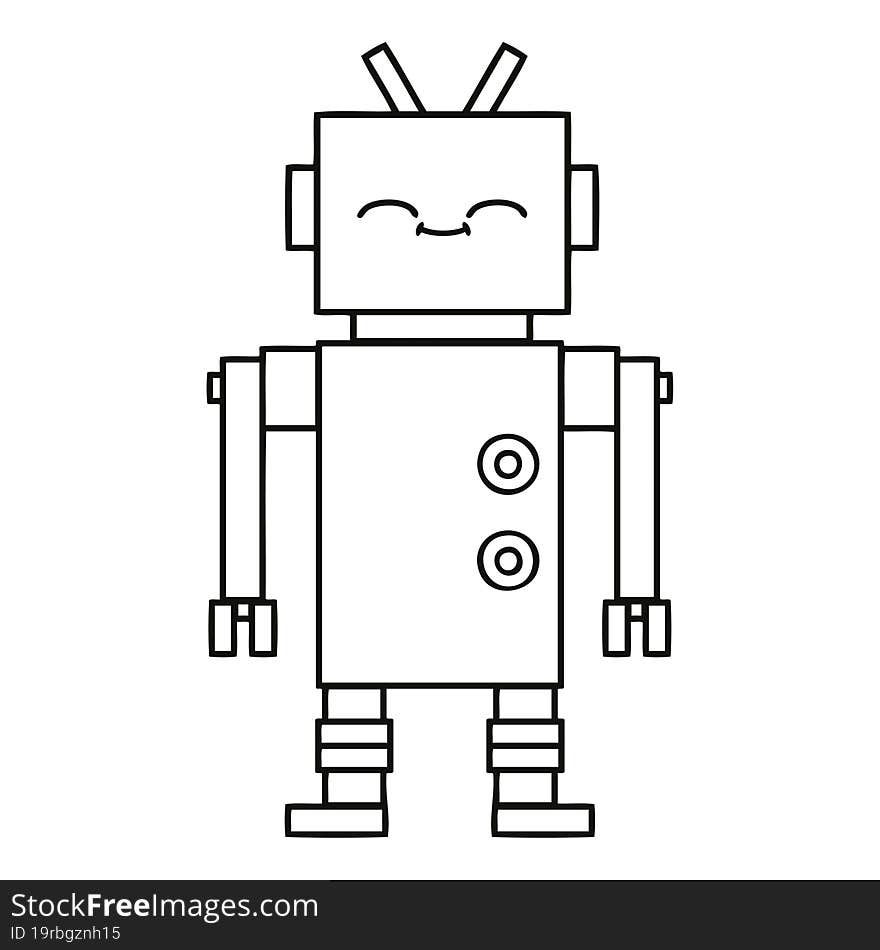 Line Drawing Cartoon Robot