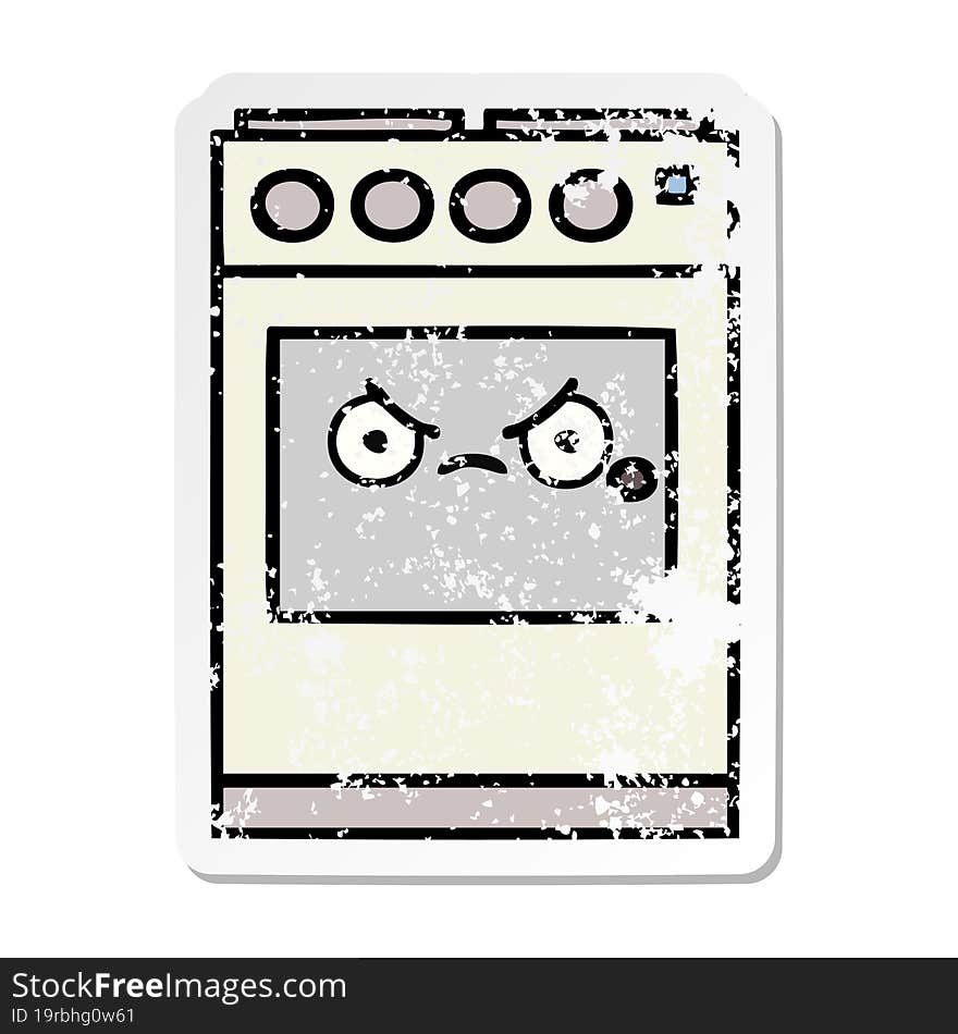 distressed sticker of a cute cartoon kitchen oven