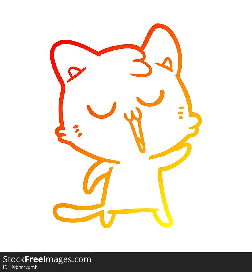 warm gradient line drawing cartoon cat singing