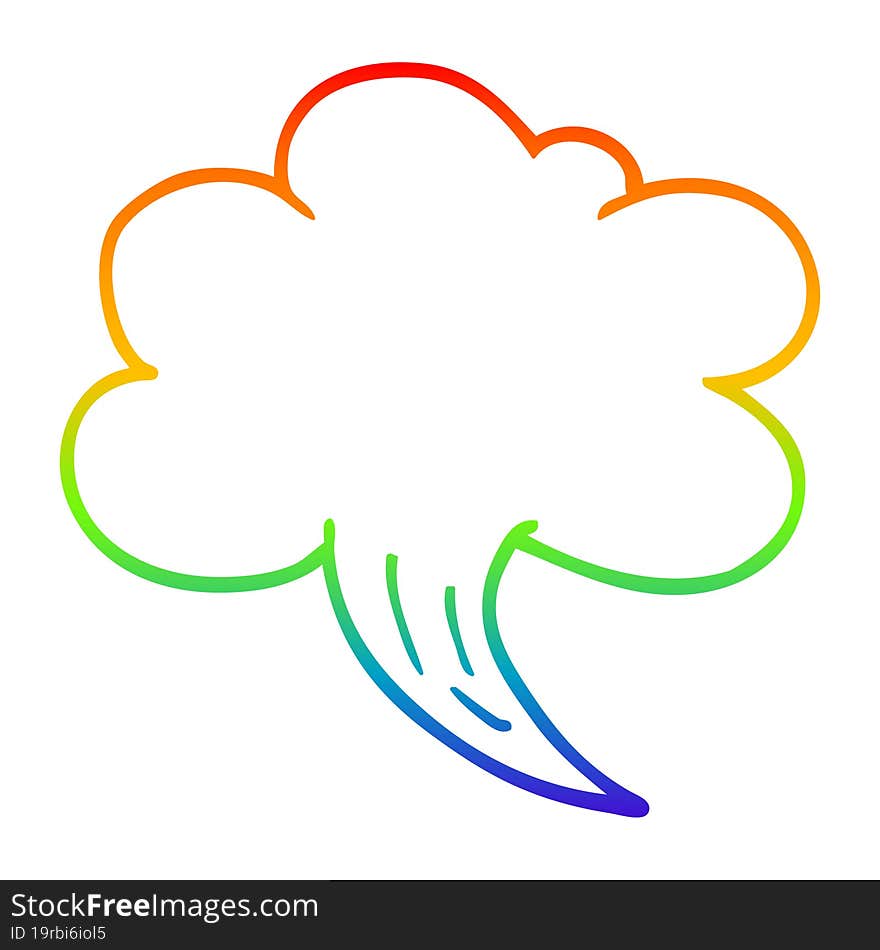 rainbow gradient line drawing cartoon whooshing cloud