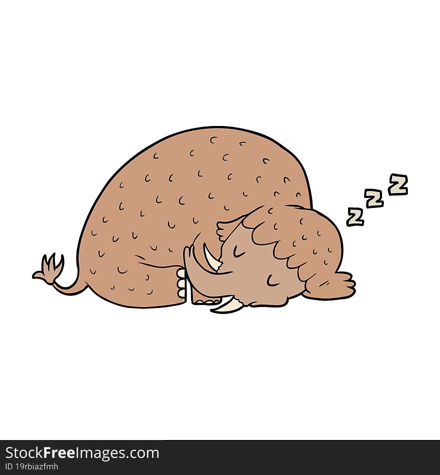 cartoon mammoth sleeping. cartoon mammoth sleeping