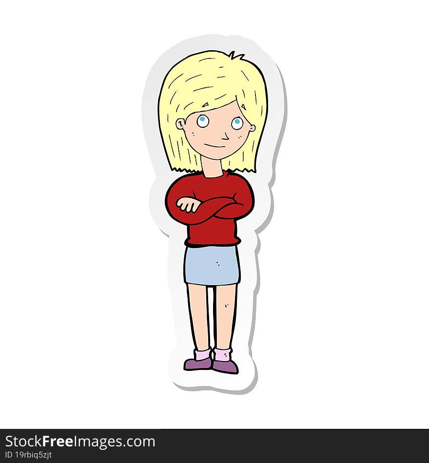 Sticker Of A Cartoon Friendly Girl Rolling Eyes