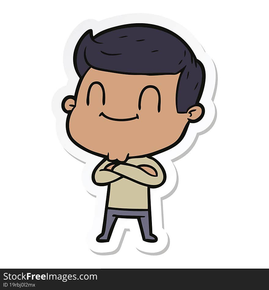 Sticker Of A Cartoon Friendly Man