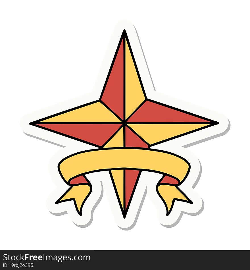 tattoo sticker with banner of a star