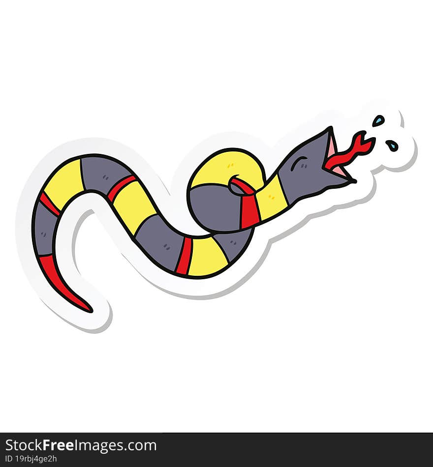 Sticker Of A Cartoon Hissing Snake