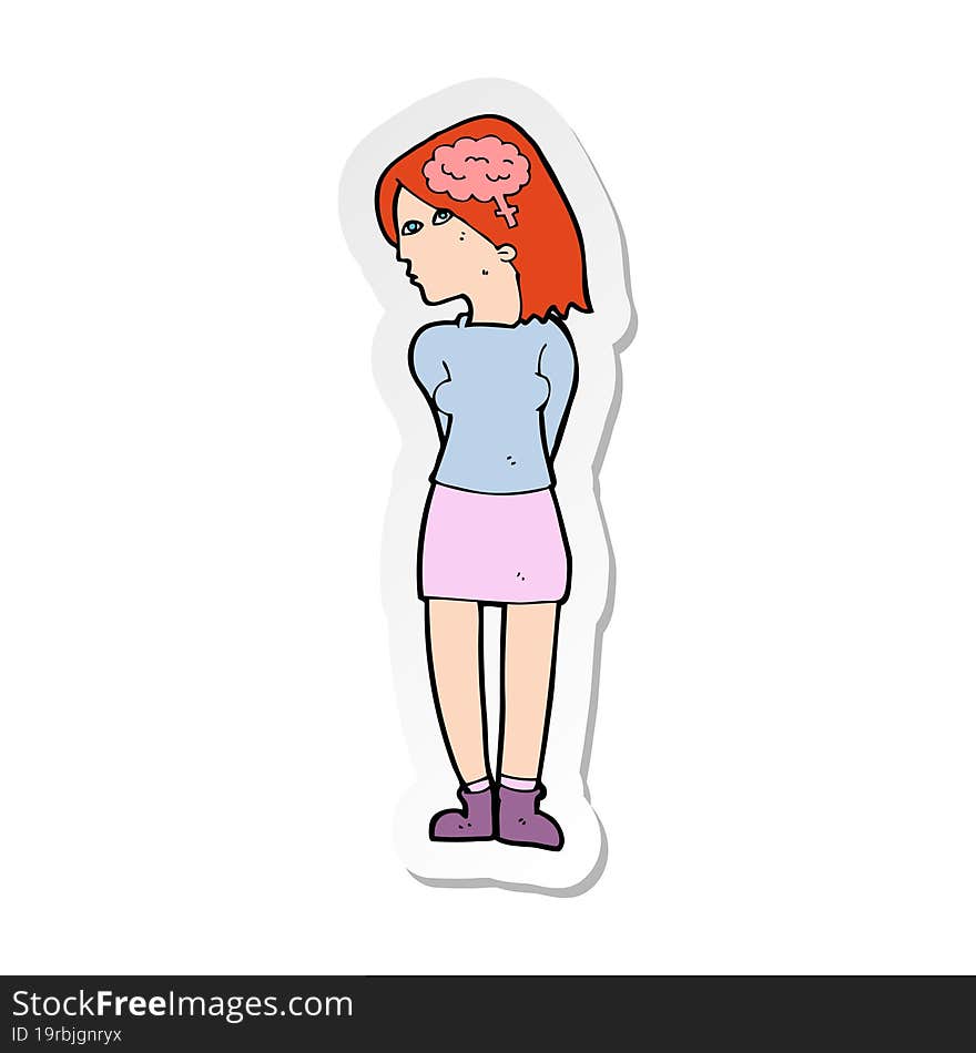 sticker of a cartoon brainy woman