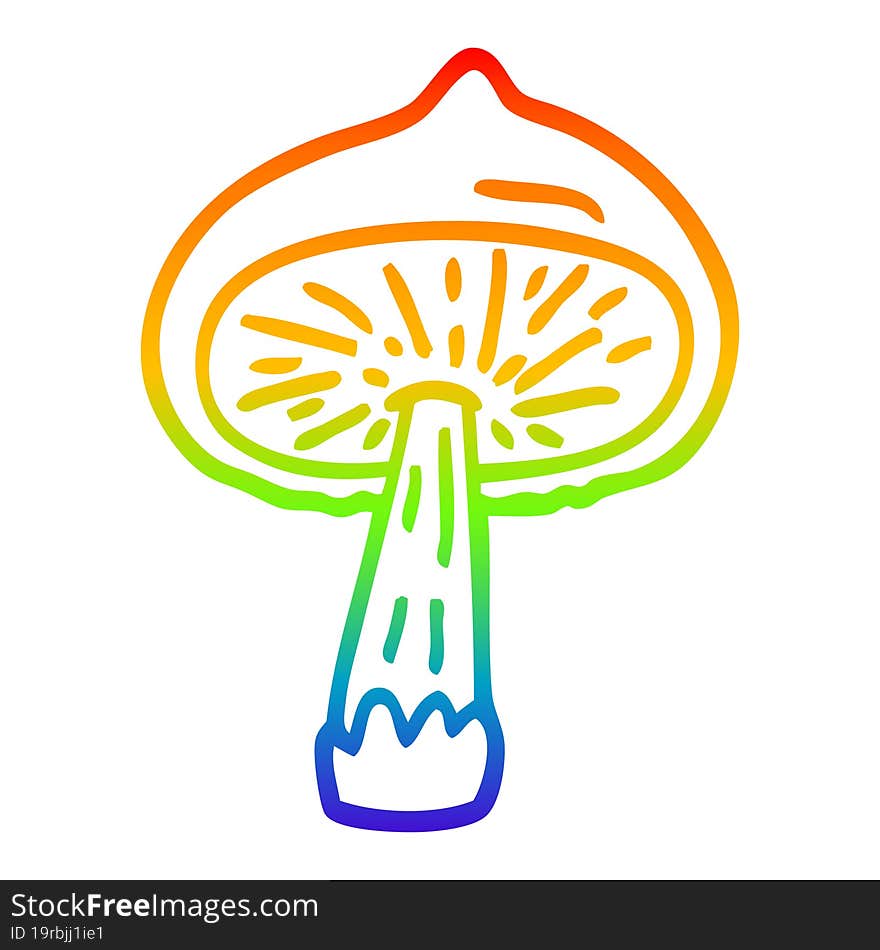 rainbow gradient line drawing cartoon mushroom