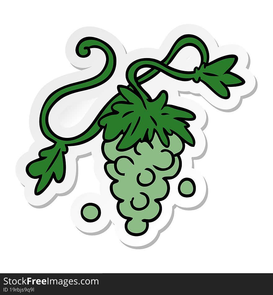 sticker cartoon doodle of grapes on vine