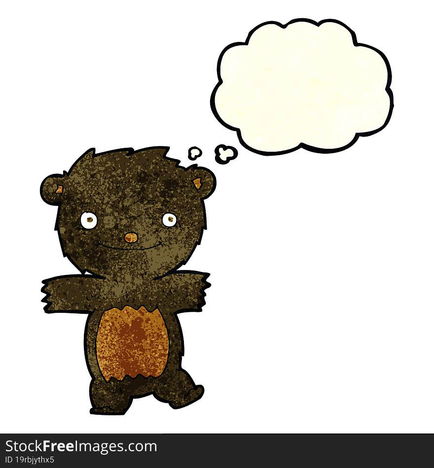 Cartoon Black Bear Cub With Thought Bubble