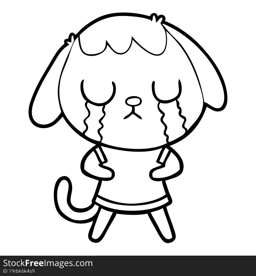 cute cartoon dog crying. cute cartoon dog crying