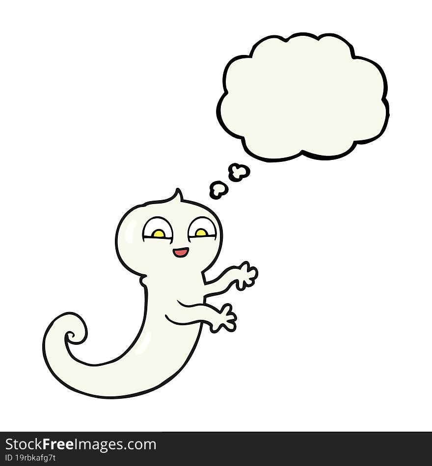 freehand drawn thought bubble cartoon ghost