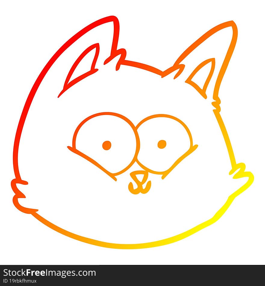 warm gradient line drawing of a cartoon cat face