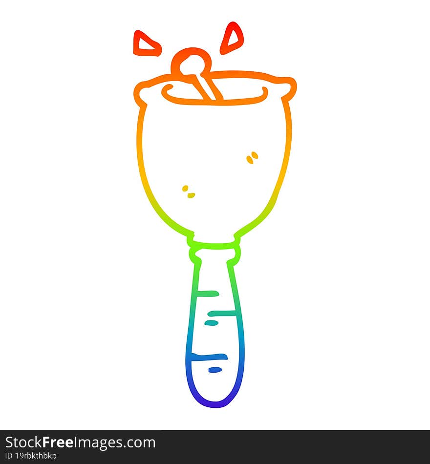 Rainbow Gradient Line Drawing Cartoon Ringing Bell