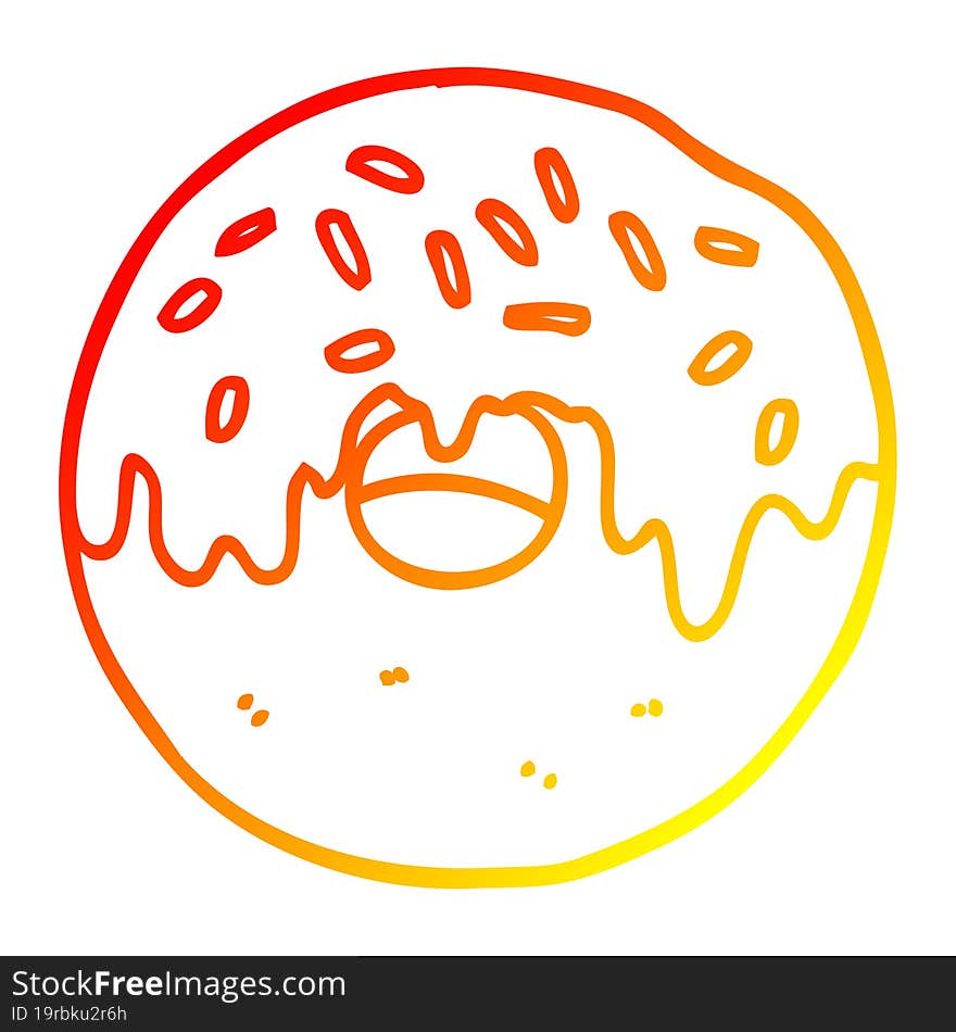 warm gradient line drawing cartoon donut