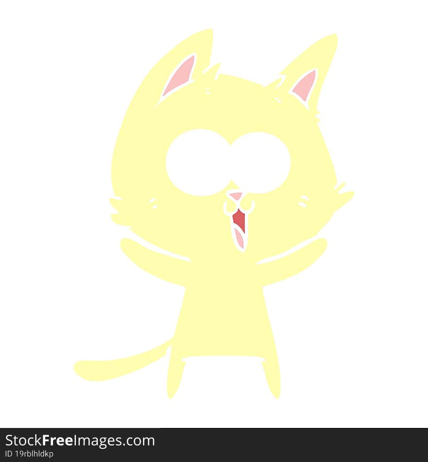 funny flat color style cartoon cat