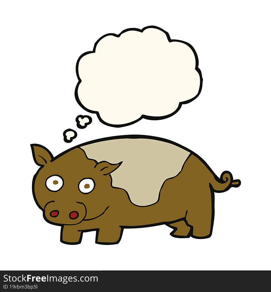 cartoon pig with thought bubble