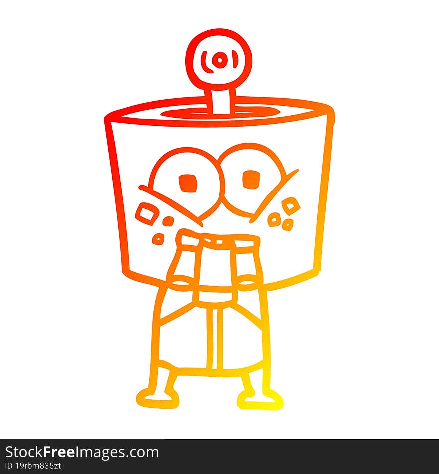 Warm Gradient Line Drawing Happy Cartoon Robot