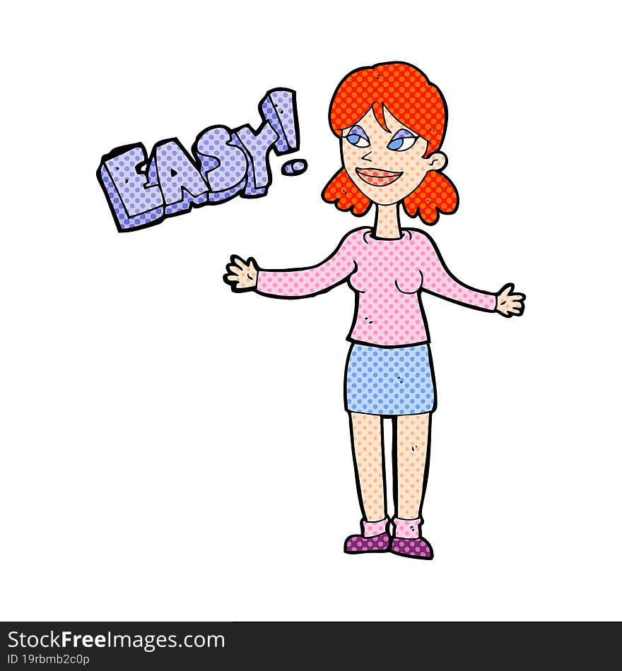 cartoon woman saying easy