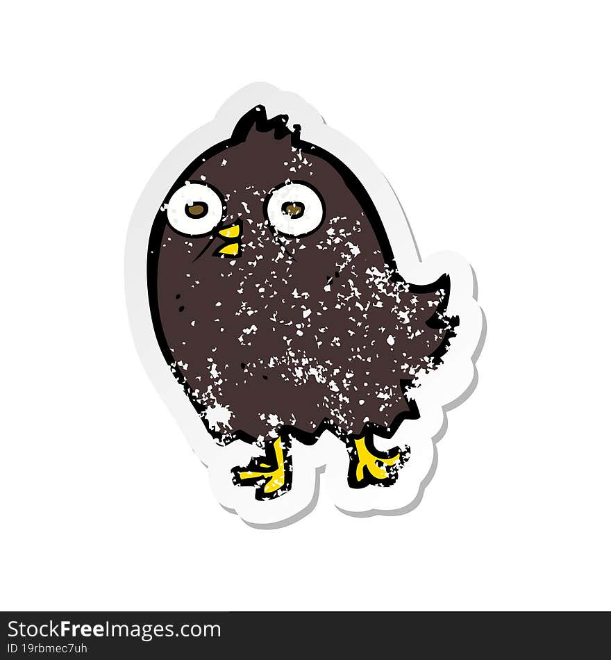 retro distressed sticker of a funny cartoon bird