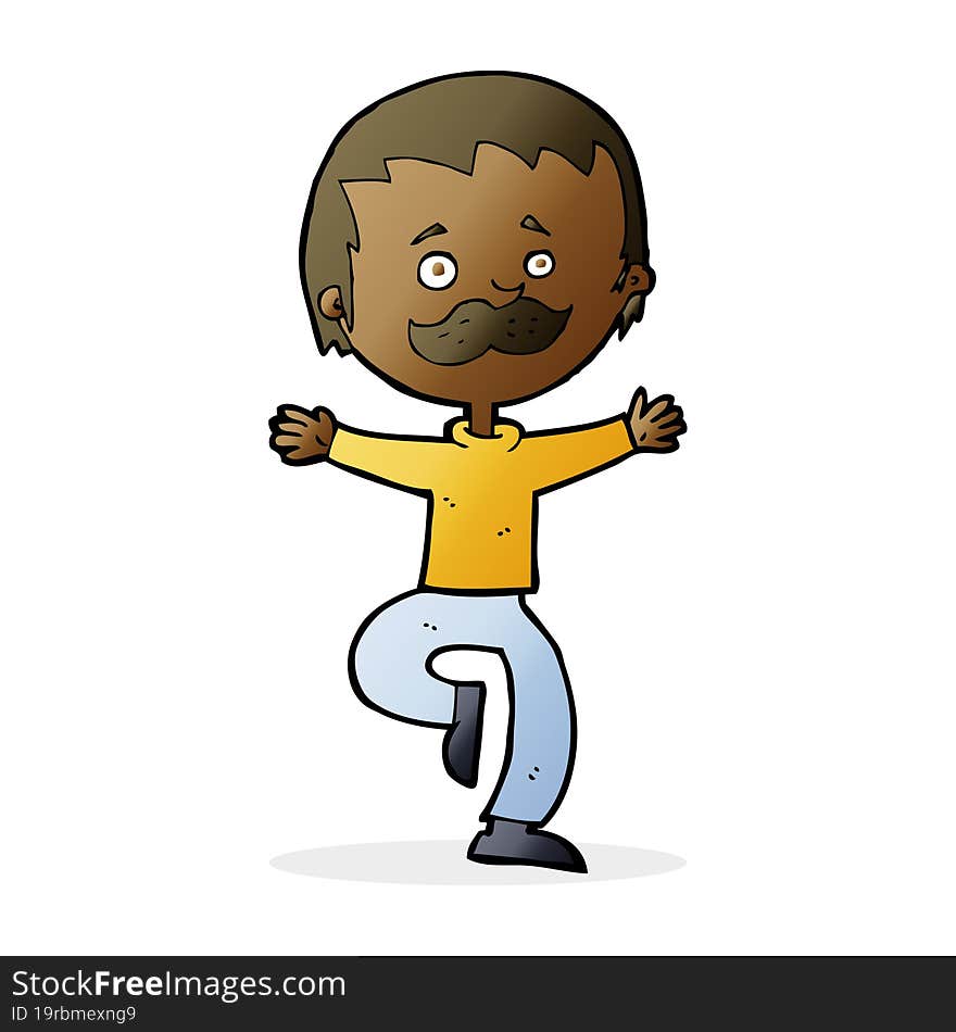 Cartoon Dancing Man With Mustache